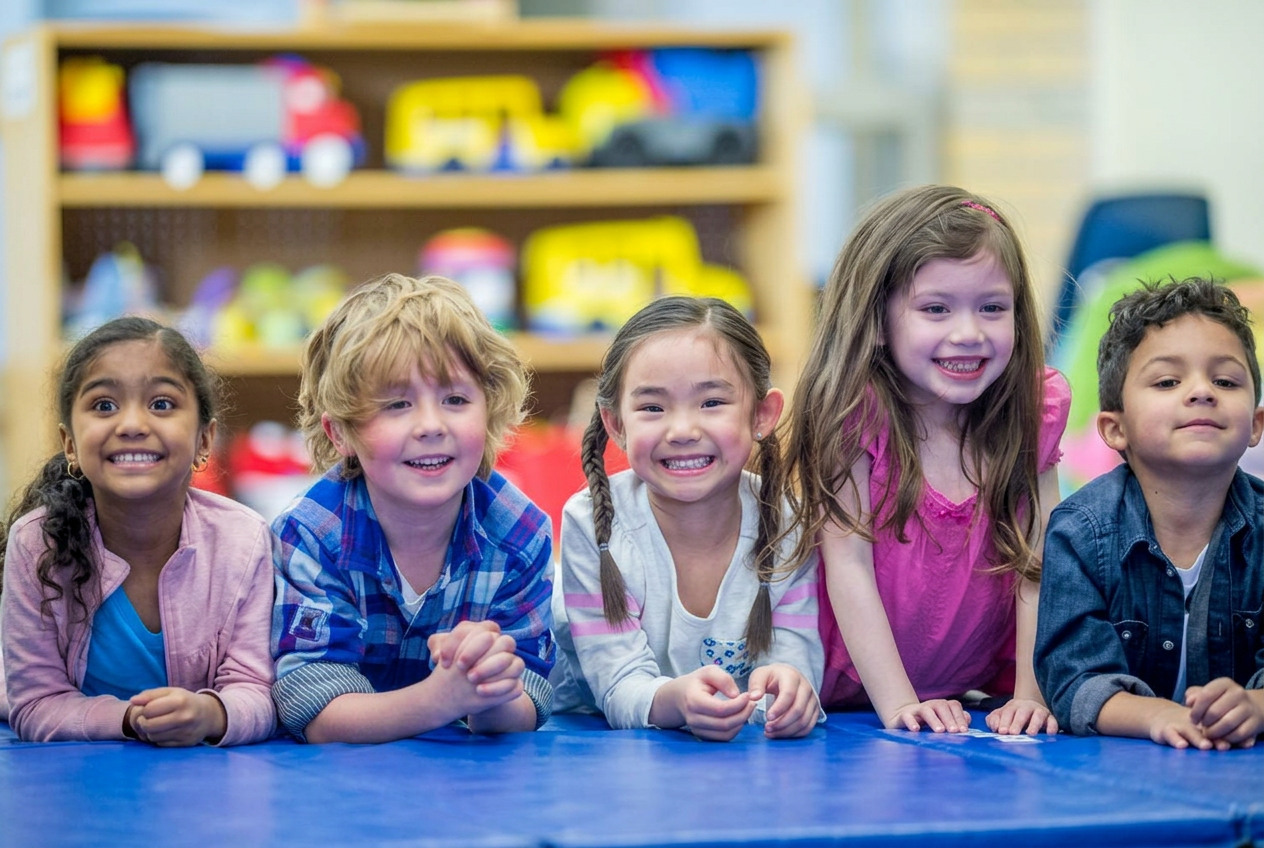 Smiling children at an ABA therapy session